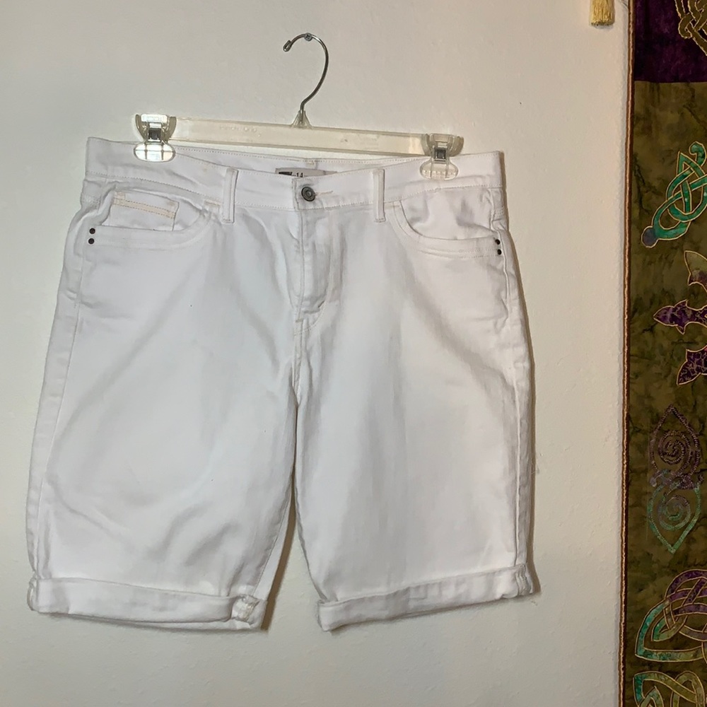 Levi Strauss white denim shorts women